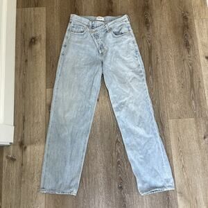 AG Adriano Goldschmied Women 26 Jeans Button Fly Diagonal Barrel Tik Tok Light